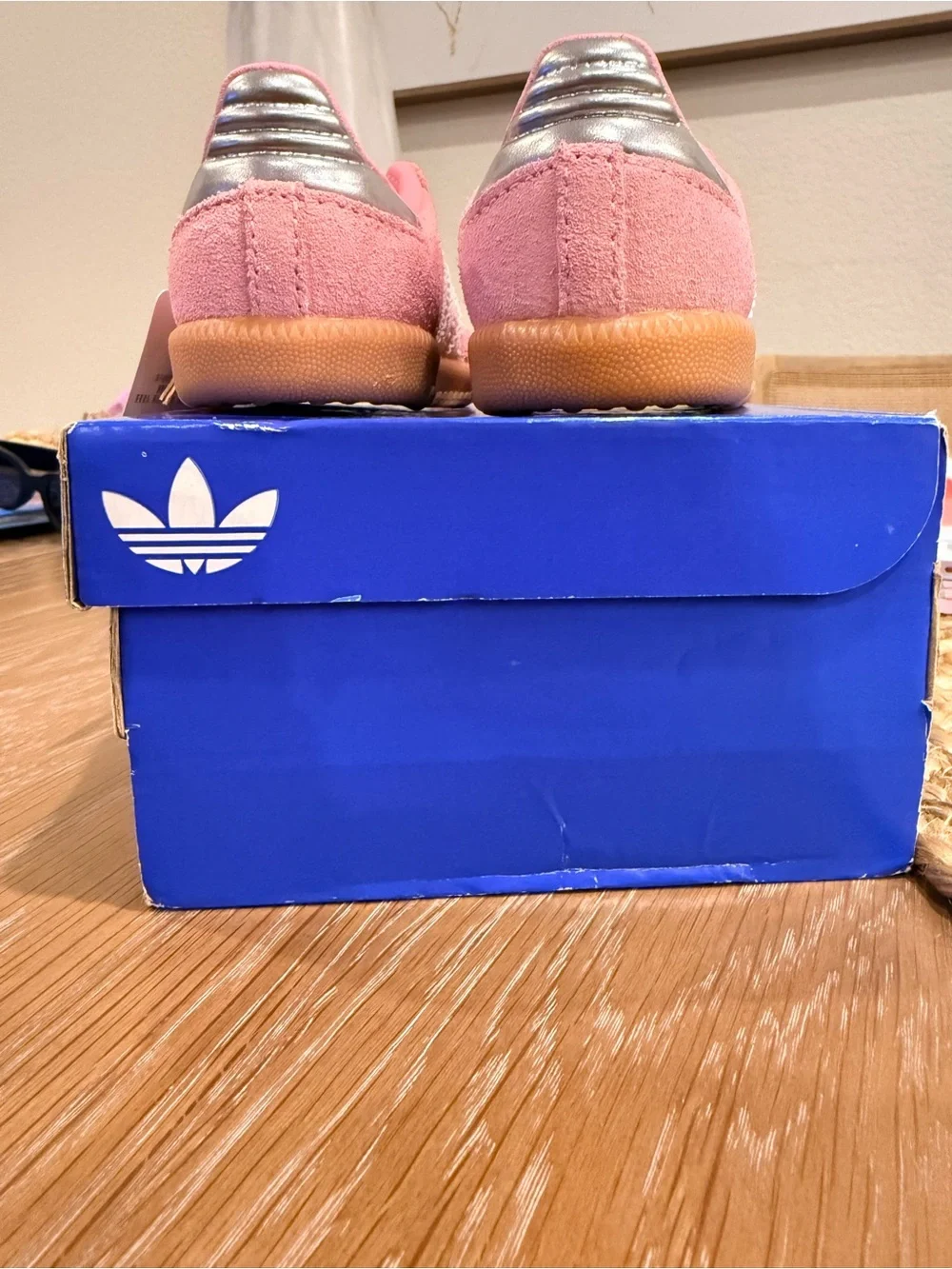 adidas Kids Samba Suede Sneakers - Pink with White Stripes